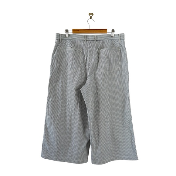 Lafayette 148 New York Fulton Wide Leg Crop Pants Striped Indigo Multi Sz 14P - Picture 5 of 11